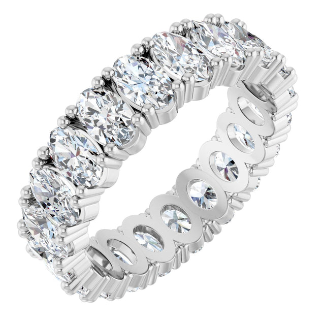 10K Gold Oval Natural Diamond Shared-Prong Eternity Band – 5x3 mm Stones - White Gold