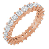 14K Gold Square Natural Diamond Shared-Prong Eternity Band – 2.5x2.5 mm Stones - Rose Gold