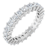 14K Gold Square Natural Diamond Shared-Prong Eternity Band – 2.5x2.5 mm Stones - White Gold