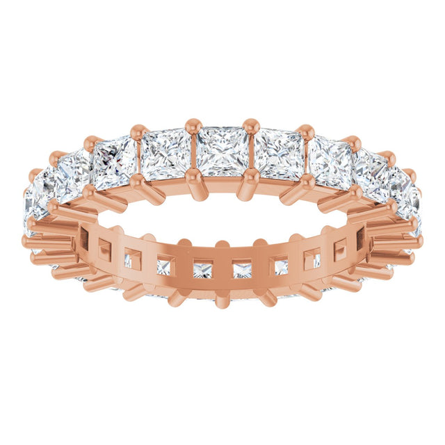 10K Gold Square Lab-Grown Diamond Shared-Prong Eternity Band – 2.75x2.75 mm Stones - Rose Gold - view 3