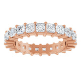 10K Gold Square Natural Diamond Shared-Prong Eternity Band – 2.75x2.75 mm Stones - Rose Gold - view 3