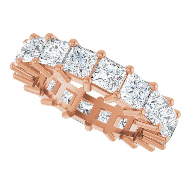 10K Gold Square Lab-Grown Diamond Shared-Prong Eternity Band – 3.75x3.75 mm Stones - Rose Gold - view 5
