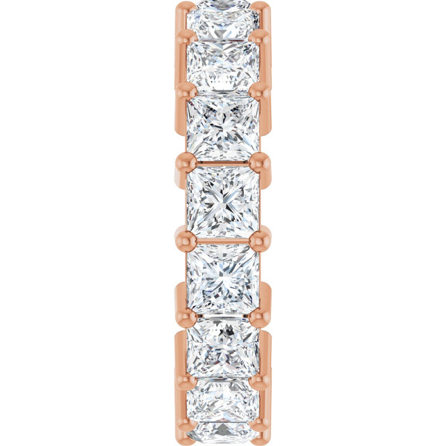 10K Gold Square Lab-Grown Diamond Shared-Prong Eternity Band – 4x4 mm Stones - Rose Gold - view 4
