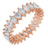 14K Gold Marquise Lab-Grown Diamond Shared-Prong Eternity Band – 4.25x2.25 mm Stones - Rose Gold