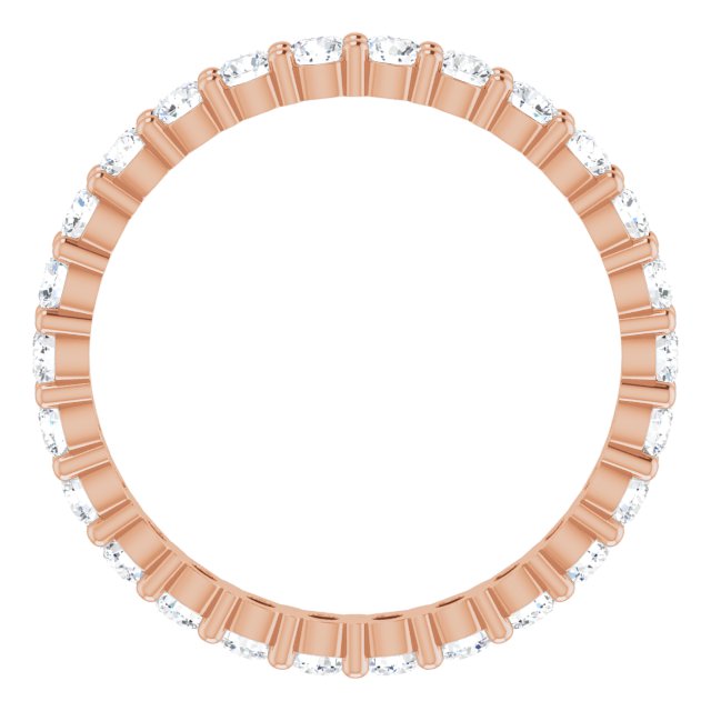 10K Gold Round Natural Diamond Shared-Prong Eternity Band – 2.25 mm Stones - Rose Gold - view 2