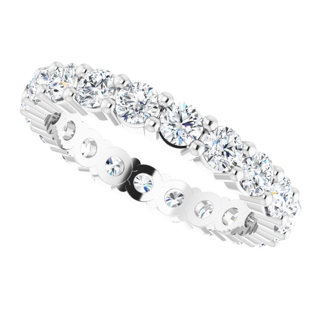 10K Gold Round Lab-Grown Diamond Shared-Prong Eternity Band – 3 mm Stones - White Gold - view 5