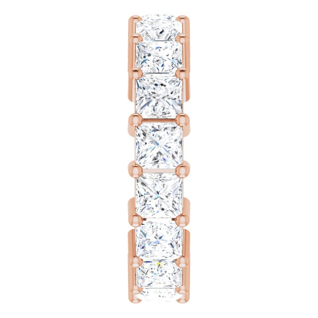 10K Gold Square Lab-Grown Diamond Shared-Prong Eternity Band – 4x4 mm Stones - Rose Gold - view 4