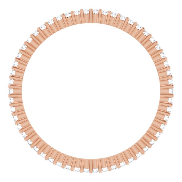 10K Gold Round Natural Diamond Shared-Prong Eternity Band – 1 mm Stones - Rose Gold - view 2