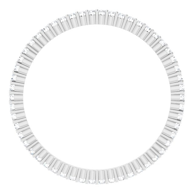 10K Gold Round Natural Diamond Shared-Prong Eternity Band – 1 mm Stones - White Gold - view 2