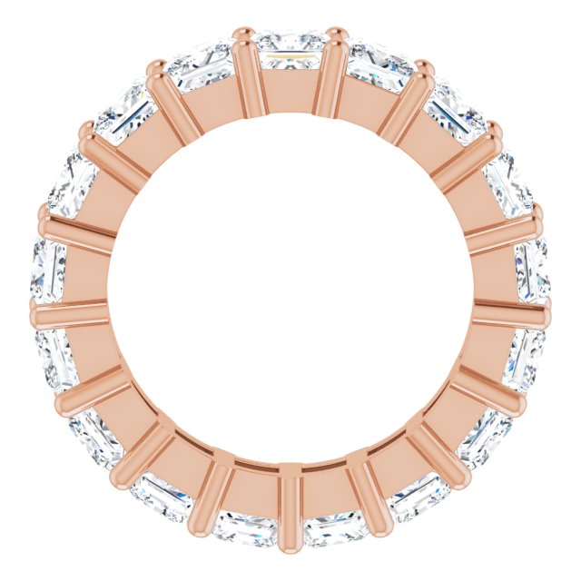 10K Gold Square Natural Diamond Shared-Prong Eternity Band – 4x4 mm Stones - Rose Gold - view 2