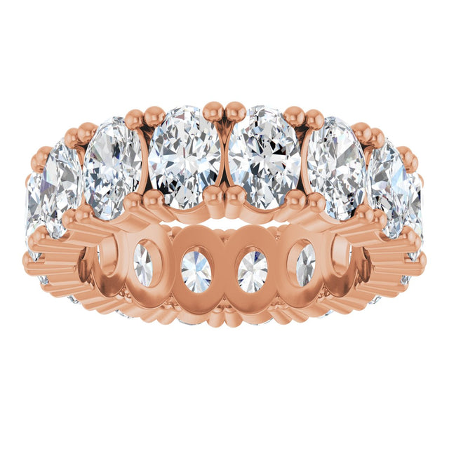 10K Gold Oval Lab-Grown Diamond Shared-Prong Eternity Band – 6x4 mm Stones - Rose Gold - view 3