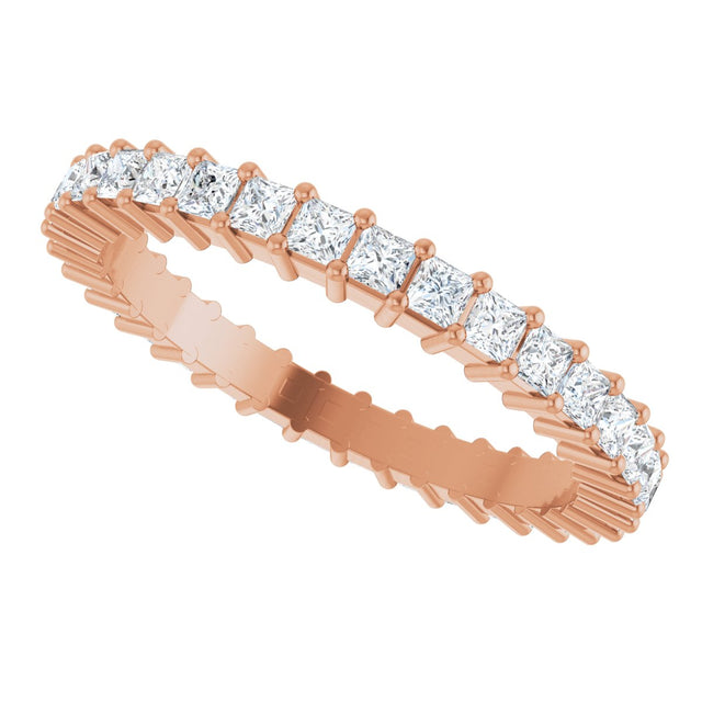 10K Gold Square Natural Diamond Shared-Prong Eternity Band – 1.75x1.75 mm Stones - Rose Gold - view 5