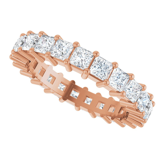 10K Gold Square Lab-Grown Diamond Shared-Prong Eternity Band – 2.75x2.75 mm Stones - Rose Gold - view 5