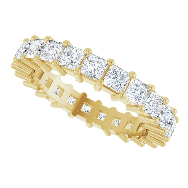 14K Gold Square Lab-Grown Diamond Shared-Prong Eternity Band – 2.75x2.75 mm Stones - Yellow Gold - view 5