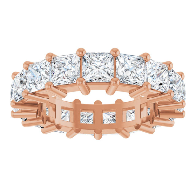 10K Gold Square Lab-Grown Diamond Shared-Prong Eternity Band – 4x4 mm Stones - Rose Gold - view 3