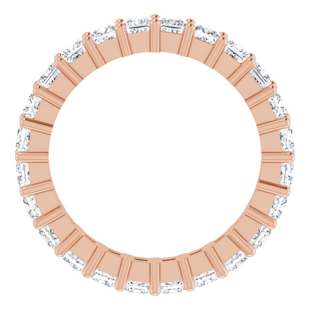 10K Gold Square Natural Diamond Shared-Prong Eternity Band – 2.5x2.5 mm Stones - Rose Gold - view 2