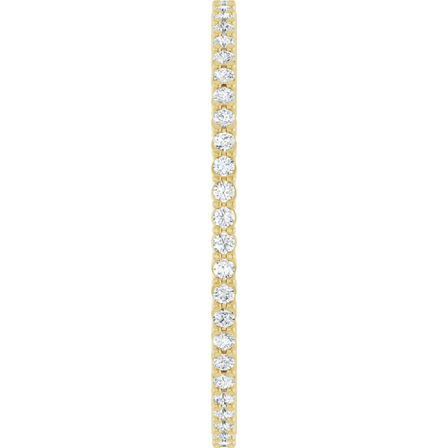 14K Gold Round Lab-Grown Diamond Shared-Prong Eternity Band – 1 mm Stones - Yellow Gold - view 4