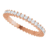 10K Gold Square Natural Diamond Shared-Prong Eternity Band – 1.5x1.5 mm Stones - Rose Gold - view 5