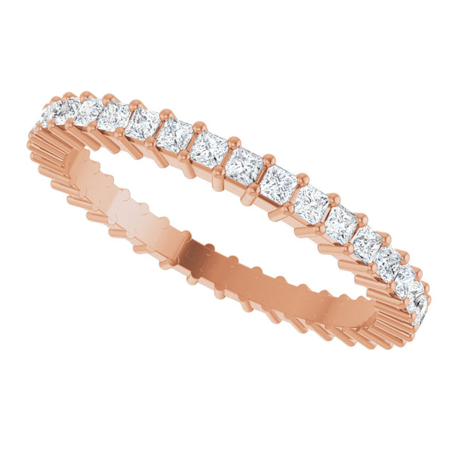 10K Gold Square Natural Diamond Shared-Prong Eternity Band – 1.5x1.5 mm Stones - Rose Gold - view 5