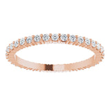 10K Gold Round Natural Diamond Shared-Prong Eternity Band – 1.5 mm Stones - Rose Gold - view 3