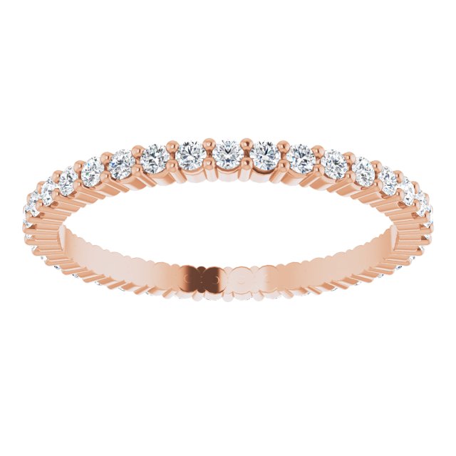 10K Gold Round Lab-Grown Diamond Shared-Prong Eternity Band – 1.5 mm Stones - Rose Gold - view 3