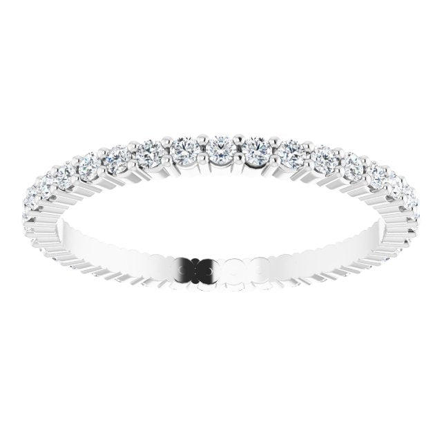 10K Gold Round Natural Diamond Shared-Prong Eternity Band – 1.5 mm Stones - White Gold - view 3