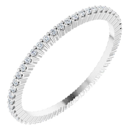 10K Gold Round Natural Diamond Shared-Prong Eternity Band – 1 mm Stones - White Gold