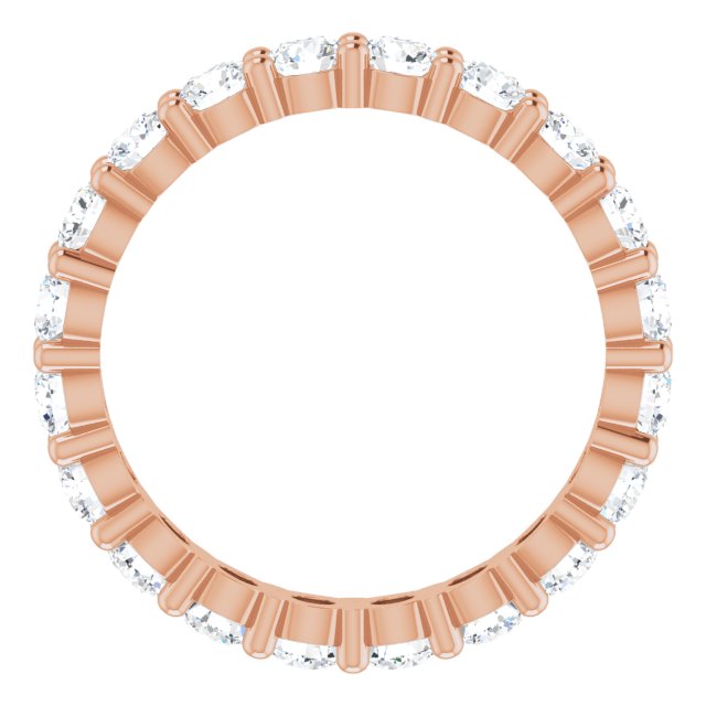 10K Gold Round Lab-Grown Diamond Shared-Prong Eternity Band – 3 mm Stones - Rose Gold - view 2