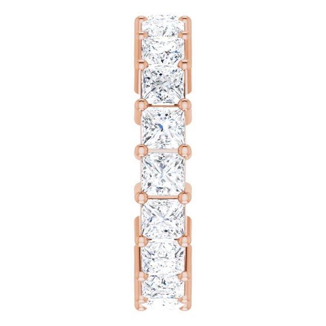 10K Gold Square Natural Diamond Shared-Prong Eternity Band – 3.5x3.5 mm Stones - Rose Gold - view 4