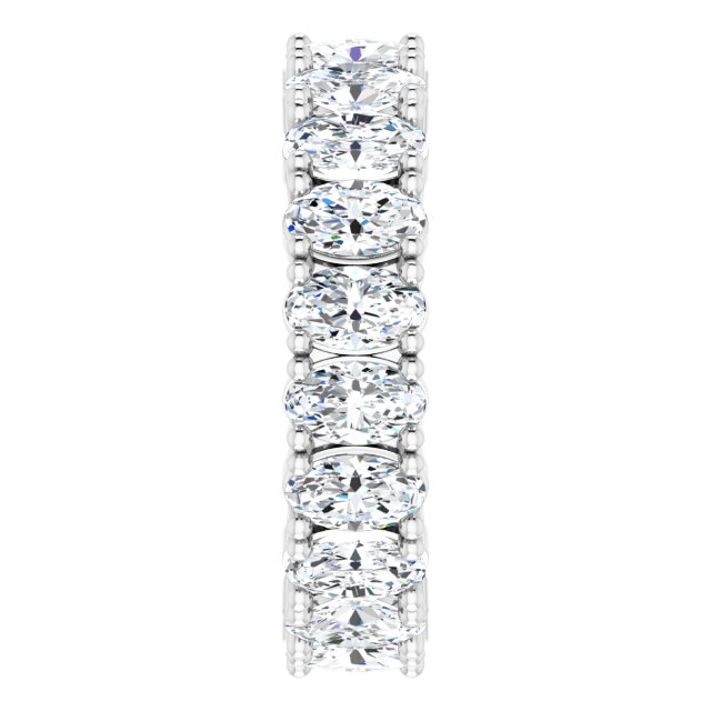 10K Gold Oval Lab-Grown Diamond Shared-Prong Eternity Band – 5x3 mm Stones - White Gold - view 4