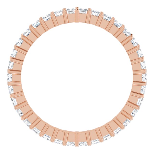 10K Gold Square Natural Diamond Shared-Prong Eternity Band – 1.75x1.75 mm Stones - Rose Gold - view 2