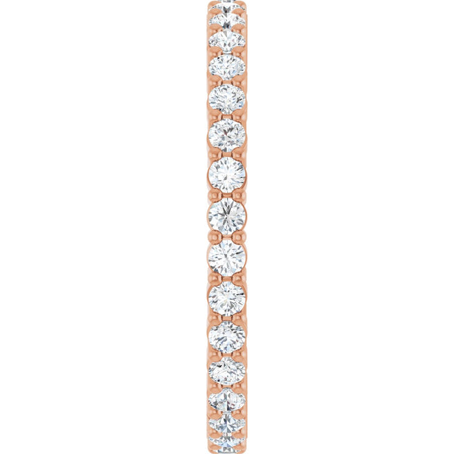 10K Gold Round Lab-Grown Diamond Shared-Prong Eternity Band – 1.7 mm Stones - Rose Gold - view 4