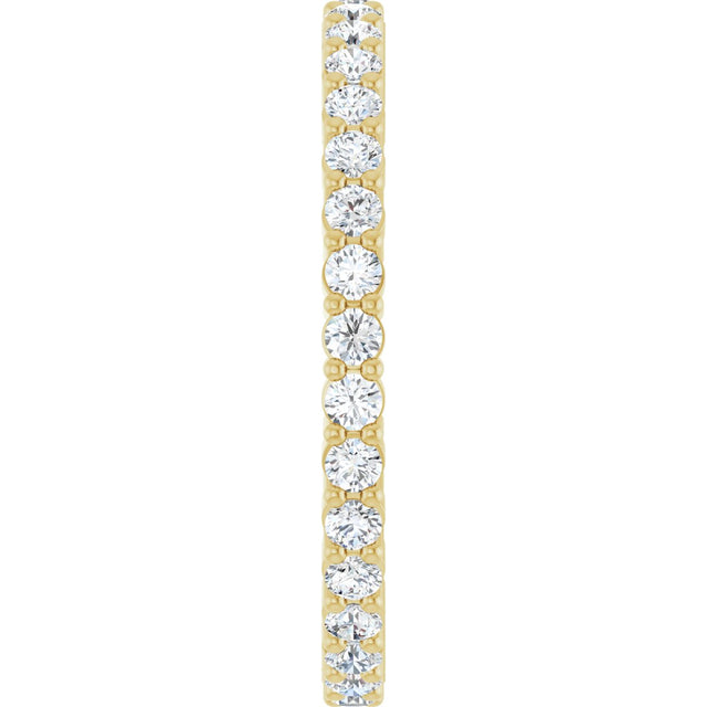 14K Gold Round Natural Diamond Shared-Prong Eternity Band – 1.7 mm Stones - Yellow Gold - view 4
