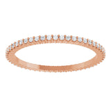 10K Gold Round Natural Diamond Shared-Prong Eternity Band – 1 mm Stones - Rose Gold - view 3