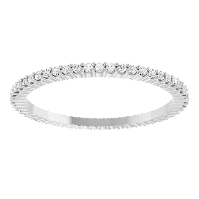 10K Gold Round Natural Diamond Shared-Prong Eternity Band – 1 mm Stones - White Gold - view 3