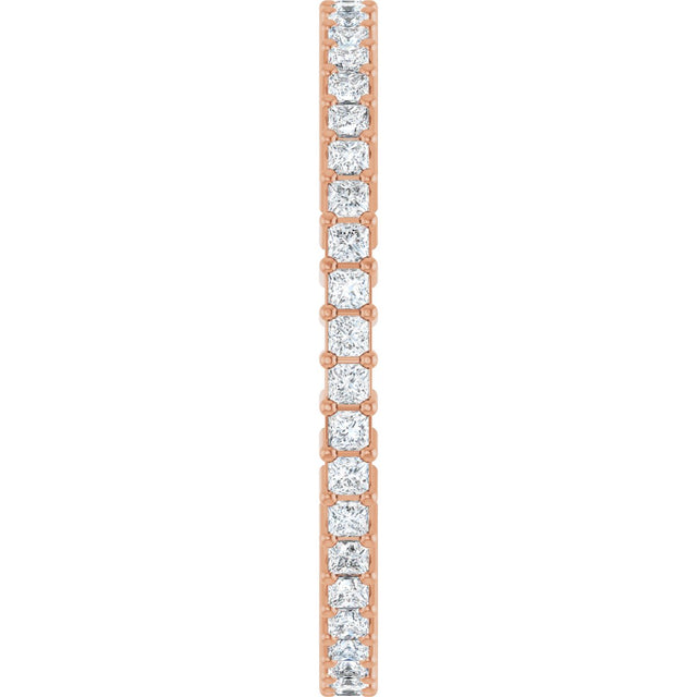 14K Gold Square Natural Diamond Shared-Prong Eternity Band – 1.75x1.75 mm Stones - Rose Gold - view 4
