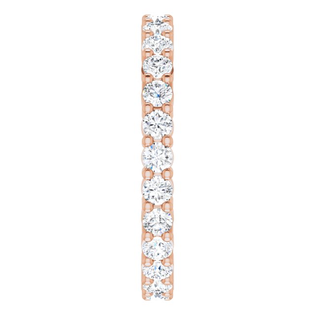 10K Gold Round Lab-Grown Diamond Shared-Prong Eternity Band – 2.25 mm Stones - Rose Gold - view 4