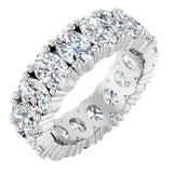 14K Gold Oval Natural Diamond Shared-Prong Eternity Band – 6x4 mm Stones - White Gold
