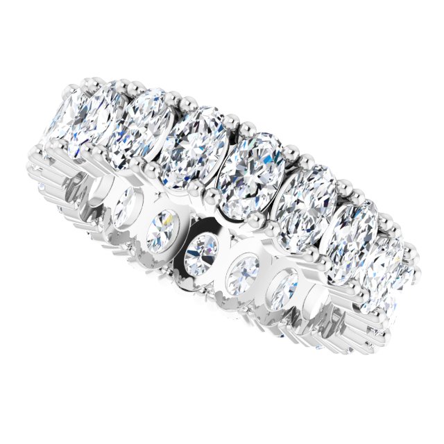 10K Gold Oval Lab-Grown Diamond Shared-Prong Eternity Band – 5x3 mm Stones - White Gold - view 5