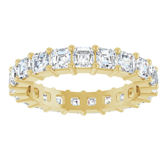 14K Gold Asscher Lab-Grown Diamond Shared-Prong Eternity Band – 3x3 mm Stones - Yellow Gold - view 3