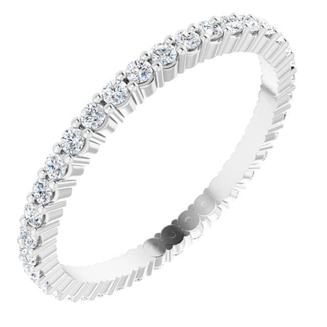 10K Gold Round Lab-Grown Diamond Shared-Prong Eternity Band – 1.5 mm Stones - White Gold