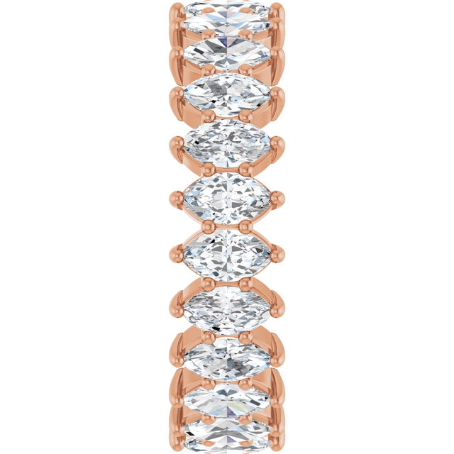 14K Gold Marquise Lab-Grown Diamond Shared-Prong Eternity Band – 4.5x2.5 mm Stones - Rose Gold - view 4