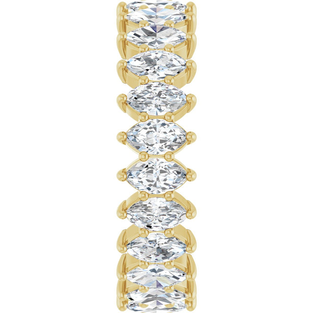 14K Gold Marquise Natural Diamond Shared-Prong Eternity Band – 4.5x2.5 mm Stones - Yellow Gold - view 4