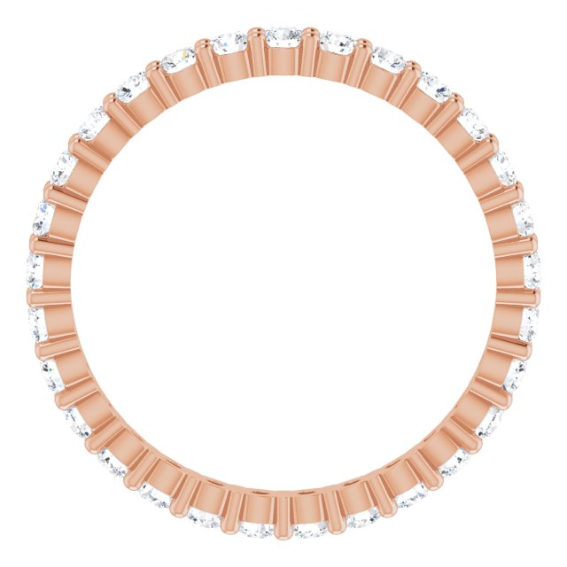 10K Gold Round Lab-Grown Diamond Shared-Prong Eternity Band – 2 mm Stones - Rose Gold - view 2