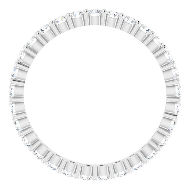 10K Gold Round Natural Diamond Shared-Prong Eternity Band – 2 mm Stones - White Gold - view 2