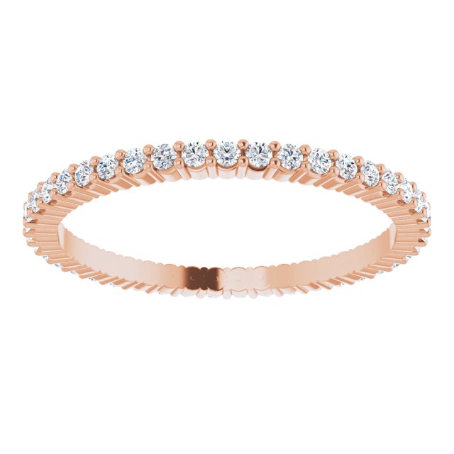 10K Gold Round Lab-Grown Diamond Shared-Prong Eternity Band – 1.3 mm Stones - Rose Gold - view 3