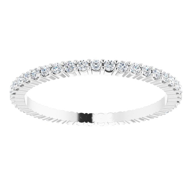 10K Gold Round Lab-Grown Diamond Shared-Prong Eternity Band – 1.3 mm Stones - White Gold - view 3