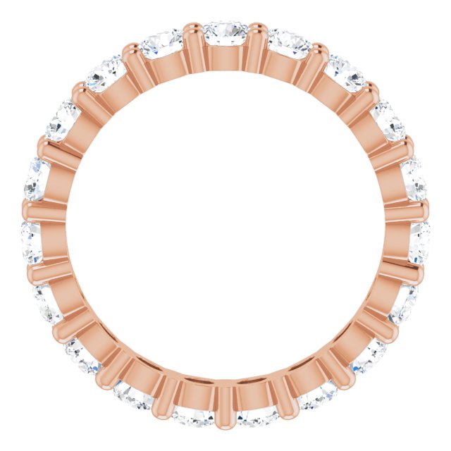 10K Gold Round Natural Diamond Shared-Prong Eternity Band – 3.2 mm Stones - Rose Gold - view 2