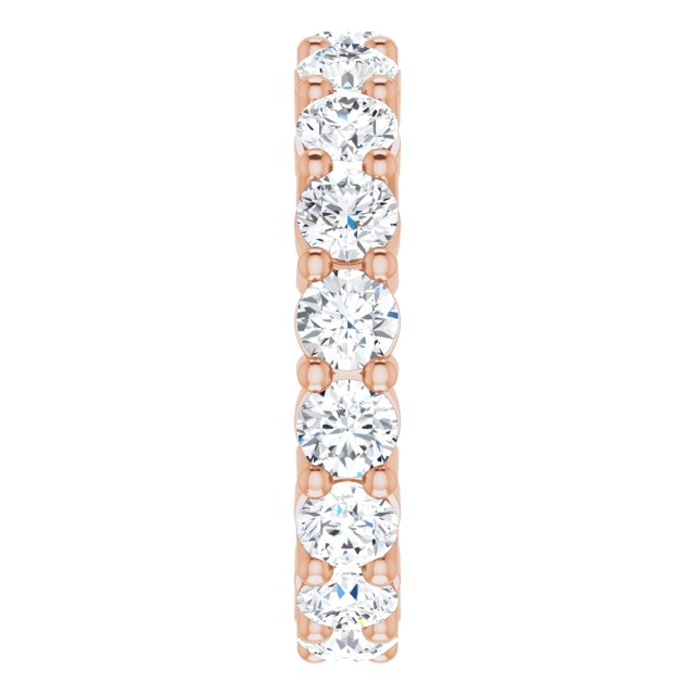 10K Gold Round Lab-Grown Diamond Shared-Prong Eternity Band – 3.8 mm Stones - Rose Gold - view 4