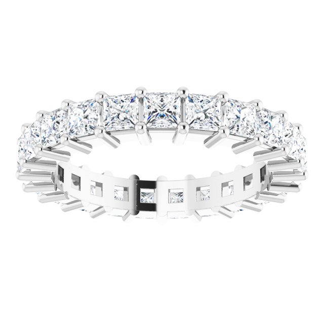 10K Gold Square Lab-Grown Diamond Shared-Prong Eternity Band – 2.75x2.75 mm Stones - White Gold - view 3